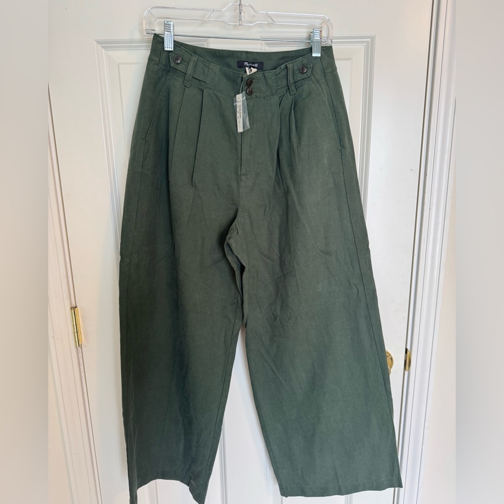 NWT Madewell Harlow Green Wide-Leg Pants